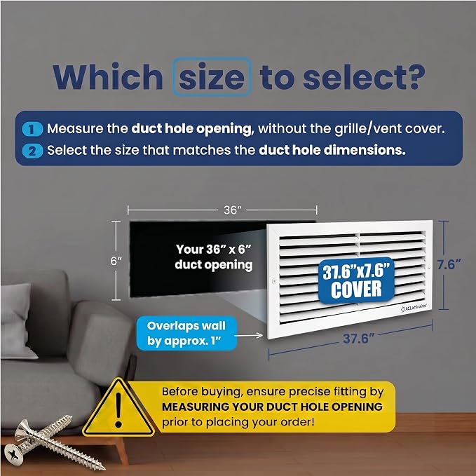 36x6 Aluminum Wall Ceiling Air Return Vent Cover HVAC Rustproof Grille - Image 2