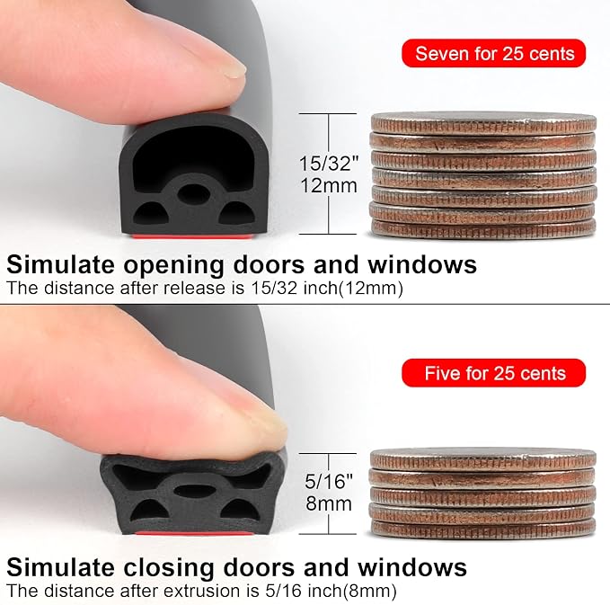 Benory D-Shaped Silicone Weather Stripping - Image 4