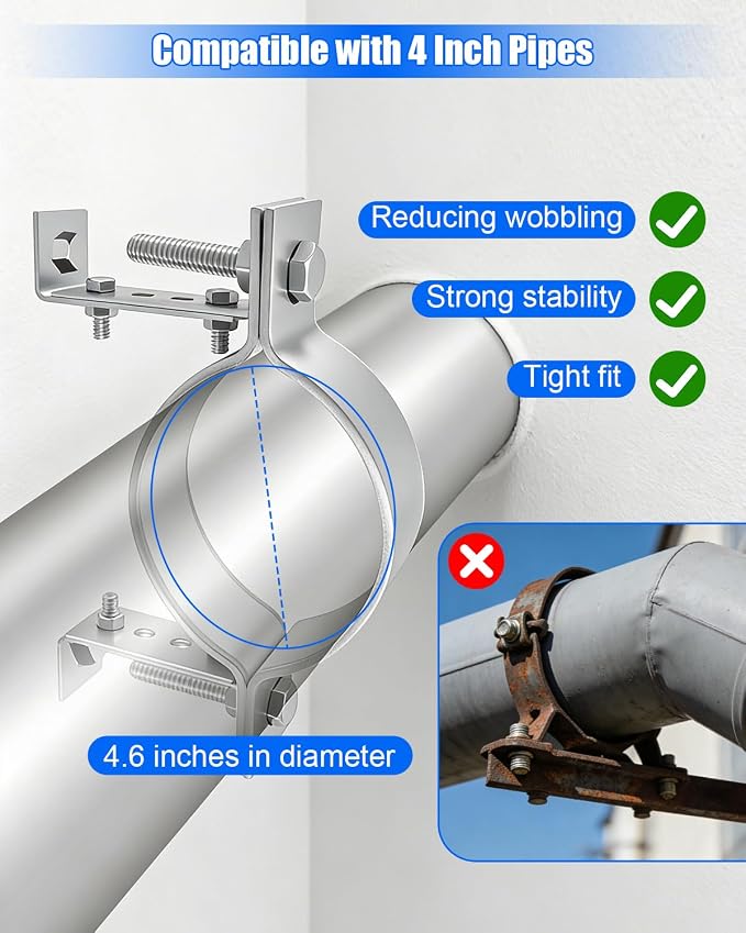 4 Inch Adjustable Pipe Bracket, Split Ring Stove Hanger Chimney Pipe Holder | B - Image 3