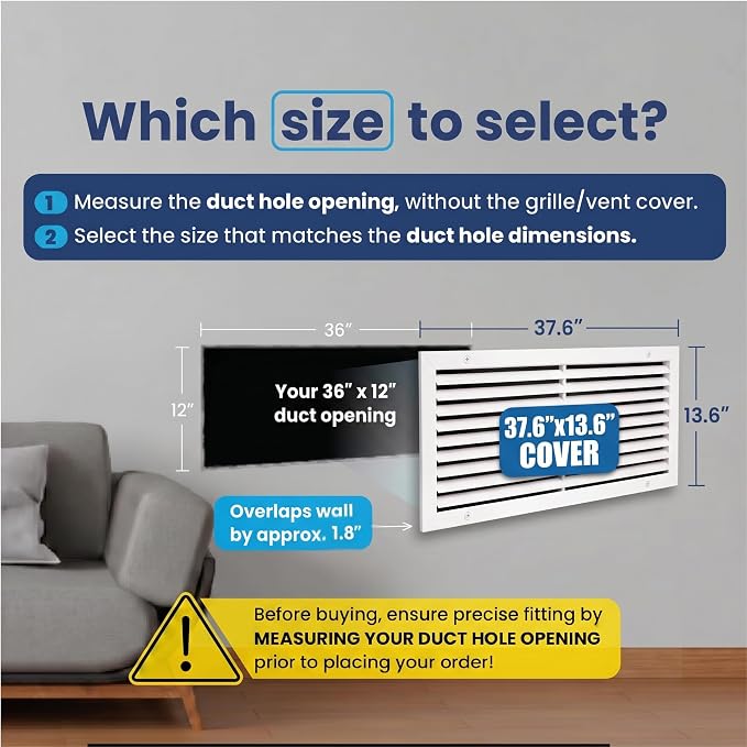 36x12 Aluminum Wall Ceiling Air Return Vent Cover HVAC Rustproof Grille - Image 2