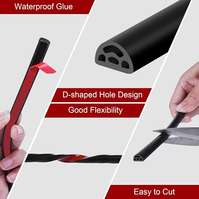 20Ft EPDM Rubber Weather Stripping Door Seal, Self-Adhesive Rubber Window Seal - Image 4