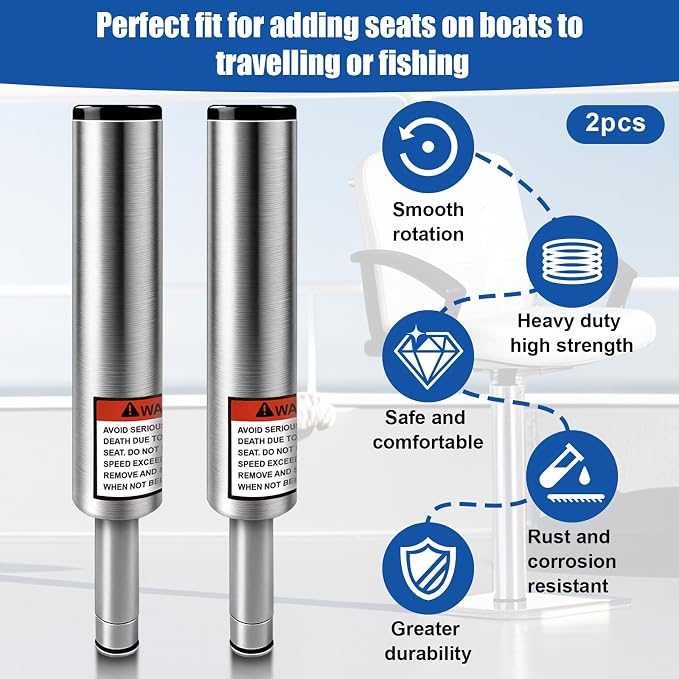 3/4" Boat Seat Pin Post, 6-Inch Height Marine Aluminum Alloy Pedestal Base Post - Image 4