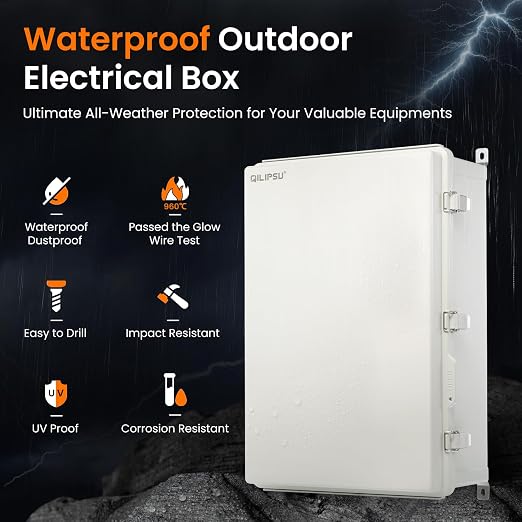 QILIPSU UL94-V0 Outdoor Electrical Box 24.2"x16.4"x9.1" Waterproof Junction Box - Image 3