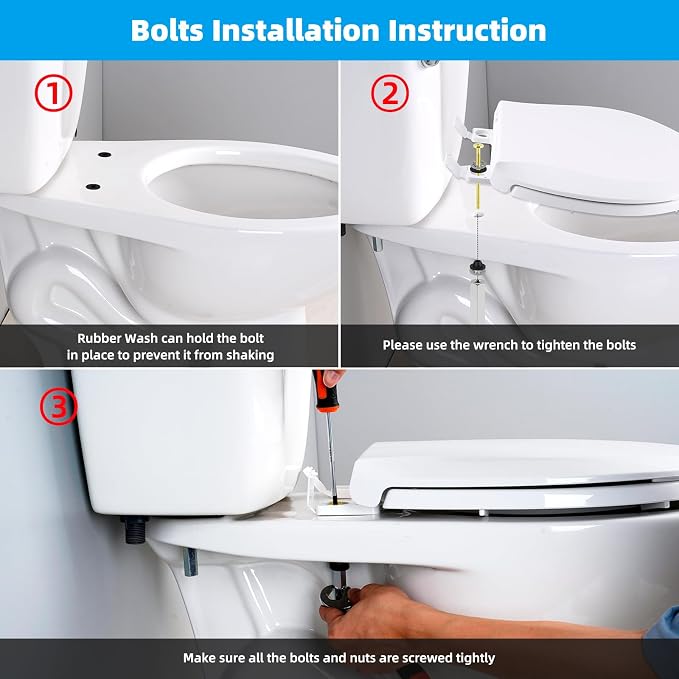 Hibbent 4 PCS Universal Toilet Seat Bolts Kit, Brass Bolts - Image 9
