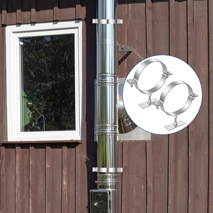 2 Pcs Heavy Duty Adjustable Pipe Bracket, 6 Inch Split Ring Pipe Hanger Clamp - Image 5