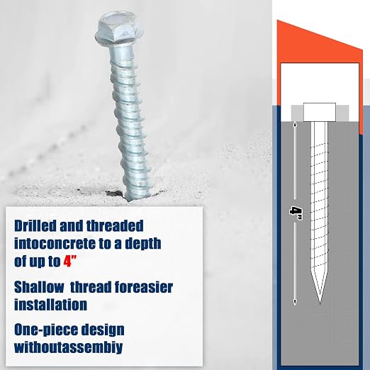 Tandefio 150 Pack 1/4 x 4 Concrete Anchors and Screw Kits Galvanized | Large - Image 5