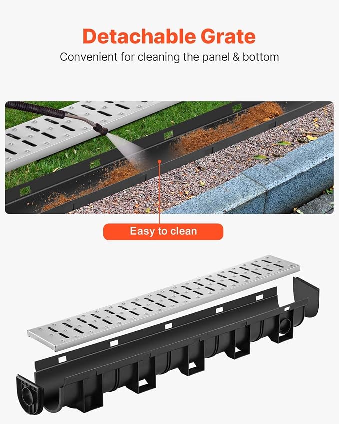VEVOR Trench Drain System 3 Pack, Channel Drain - Image 4