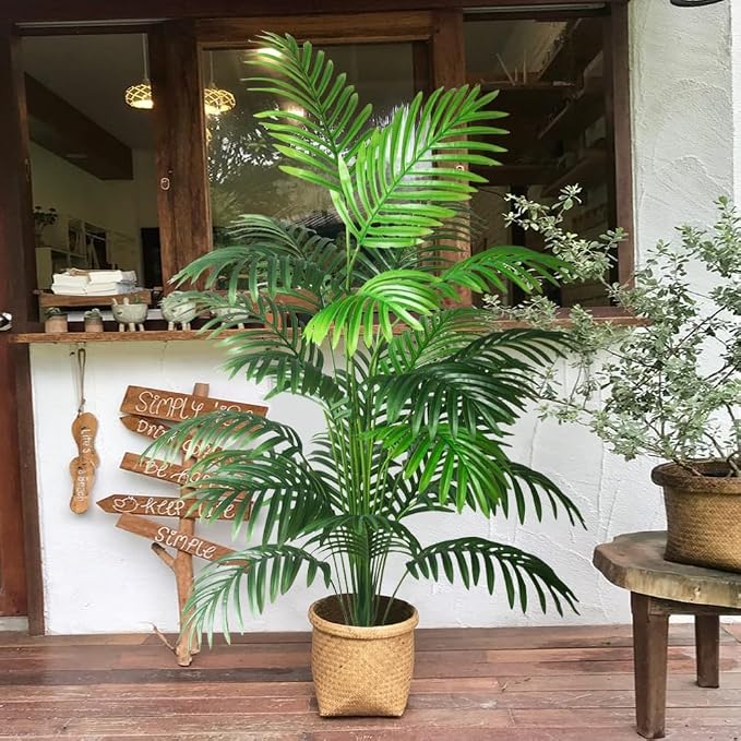 4ft 2pcs Large Artificial Plants Fake Palm Tree Tropical Palm Leaves Faux Palm - Image 2