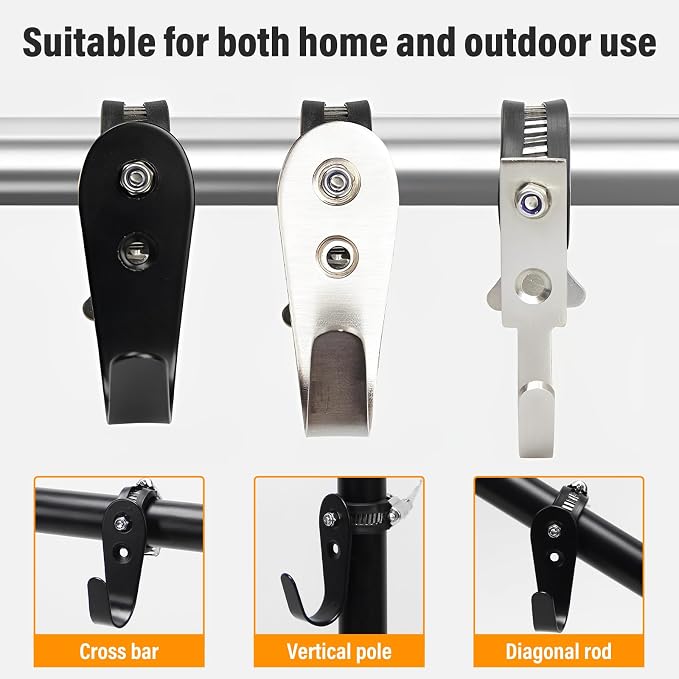 Tube Rod Hooks, for 0.71"-1.26" in Inner Dia Adjustable Rod, Bathroom Wardrobe - Image 5