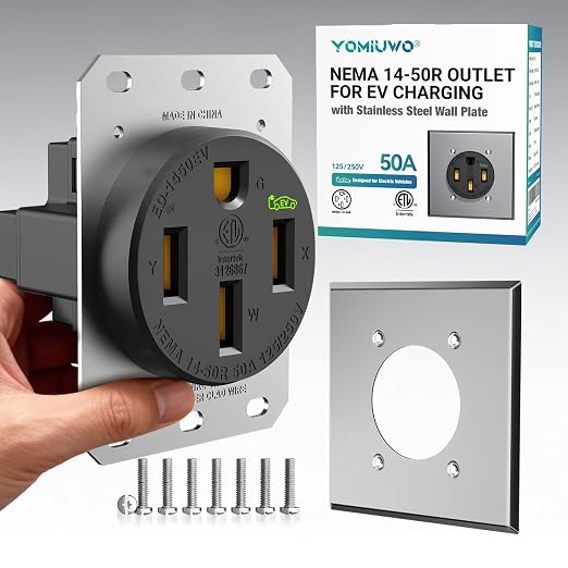 50 Amp EV Charging Receptacle/Nema 14-50 EV Outlet by YOMIUWO
