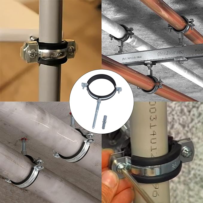 4 PCS Split Ring Pipe Hanger, Heavy Duty Adjustable Pipe Bracket Clamp - Image 6