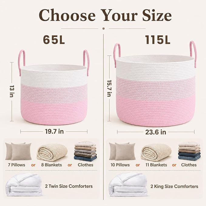 JMvicyroam 65L Extra Large Blanket Basket - Image 4