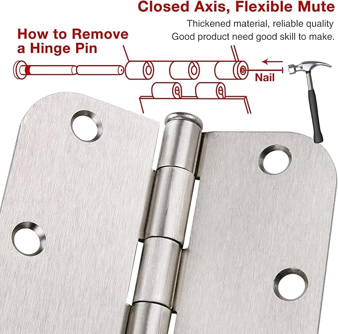 Brushed Nickel Door Hinges 3.5 Inch 30 Pack Interior - Image 4