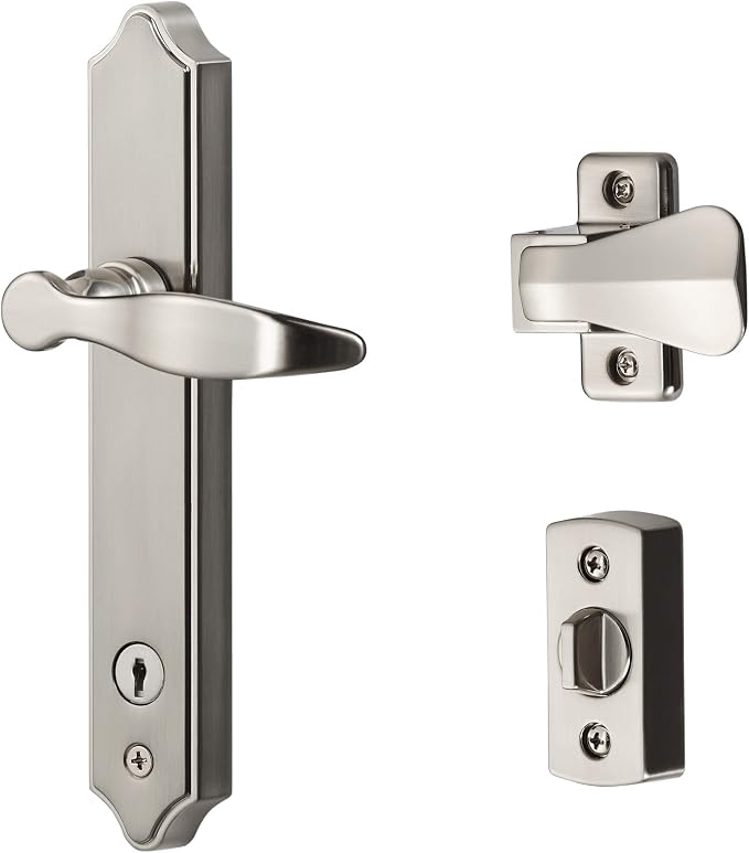 Ideal Security ML Storm Door Lever Handle Key Deadbolt 2 Post, Satin Nickel by IdealSecurityInc