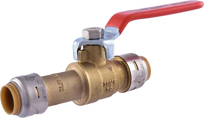 SharkBite Max 1/2 x 1/2 Inch Slip Ball Valve, Push-to-Connect Brass Plumbing by SharkBite