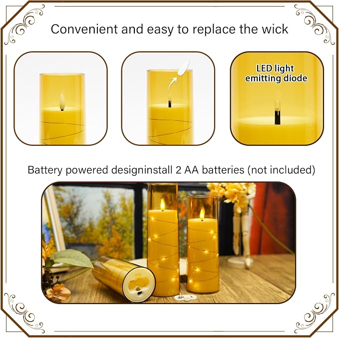 Nimiko Flickering Flameless LED Candles, Battery Operated Candles 9 Pcs - Image 2