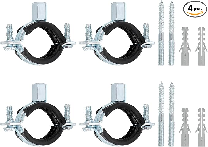 uxcell 4 Pcs Adjustable Pipe Bracket Clamp, 1-1/4" Wall Ceiling Mount Split by uxcell