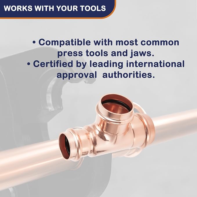 Copper Press Fittings 1/2 inch Tee PxPxP 10 Pack | LF Press Equal Tee - Image 5