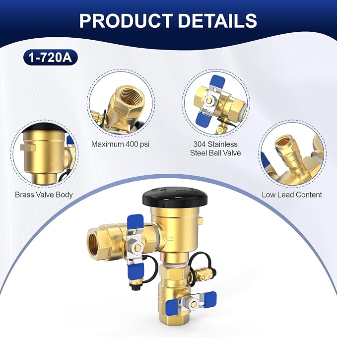 1 Inch Brass Backflow Preventer Valve, 400 PSI Pressure Vacuum Breaker | - Image 4