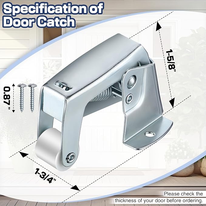 Dreyoo 4 Pack Screen and Storm Door Catch, 1-3/4 x 1-5/8 in, Sliver | Spring - Image 3