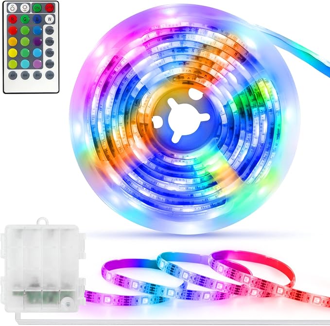 Battery Powered Strip Lights 6.6Ft RGB 5050 Color Changing TV Backlights | LED by echosari