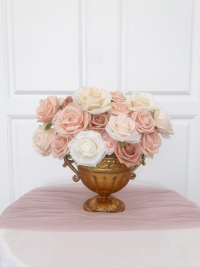 FACINOC Roses Artificial Flowers Champagne Nude Bouquet - Image 5