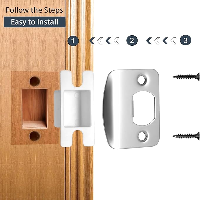 Door Strike Plate for Interior Doors, Polished Chrome, 2 Pack | 2-1/4"x1-3/4" - Image 4