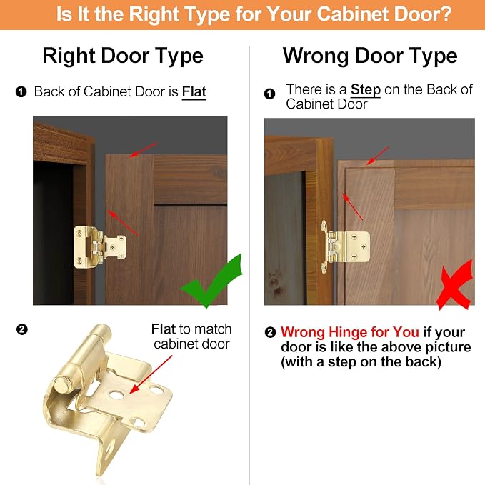 Gold Cabinet Hinges, 1/2” Overlay, 4 Pack | - Image 6