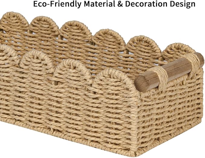 CubesLand Scalloped Toilet Paper Storage Basket W/Handle - Image 8