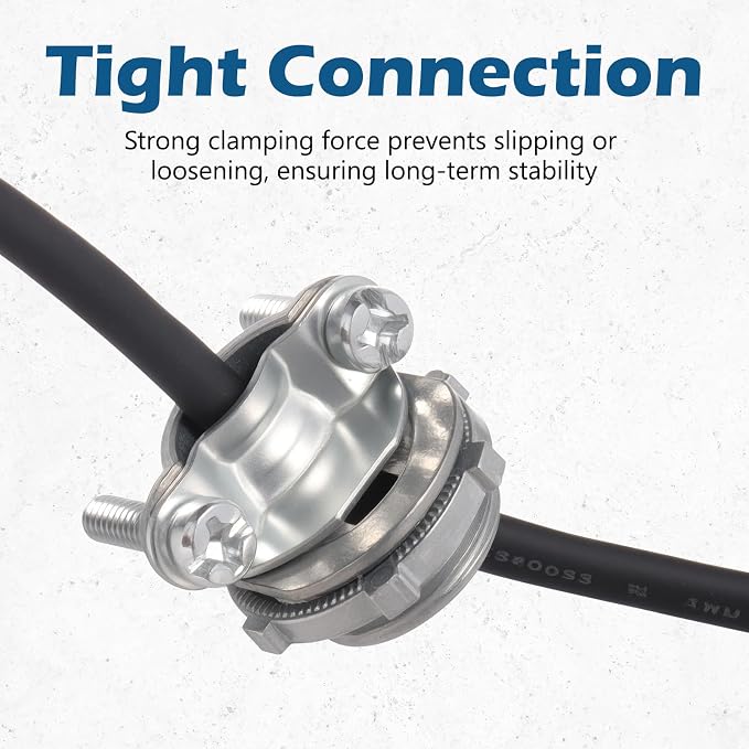 50 Pack 1/2 inch Clamp Type Cable Connectors, Zinc Alloy Wire Clamps - Image 3