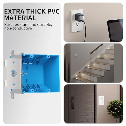 2 Gang Adjustable Plastic Outlet Box, 34 cu. in., 1 Pack | Blue PVC box - Image 4