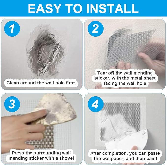 8Pcs 6 x 6 Inch Drywall Repair Patch | Self Adhesive, Dry Wall Patch Kits - Image 5