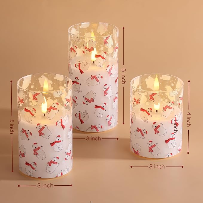 Christmas Glass Flameless Pillar Candles - Image 6
