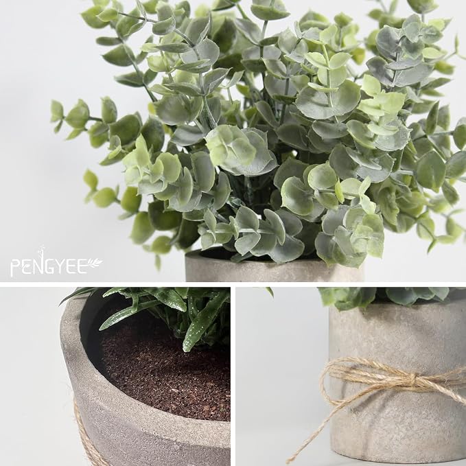 4 Pack Small Potted Eucalyptus Fake Plants - Image 2