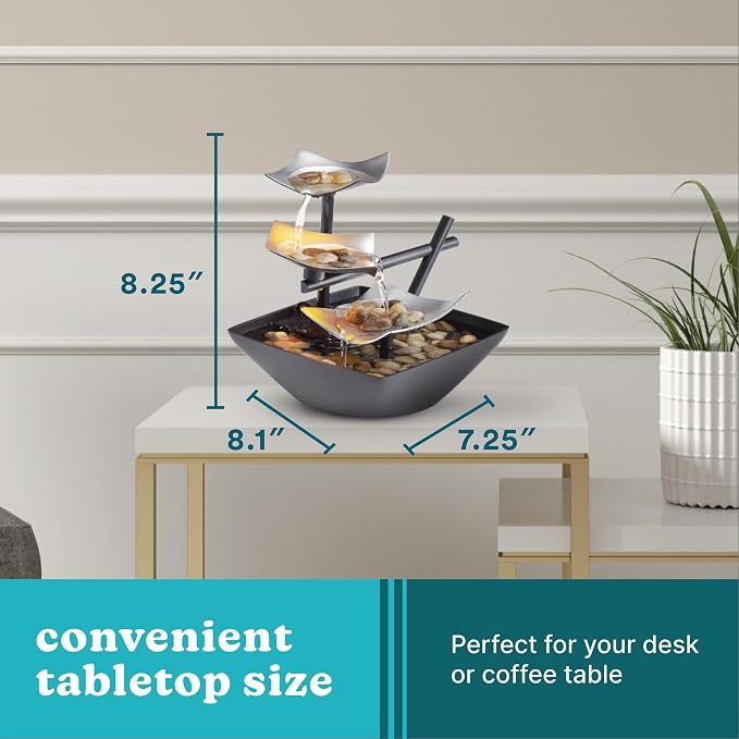 Homedics Tabletop Water Fountain, Home Décor Soothing Sound Machine | Automatic - Image 7