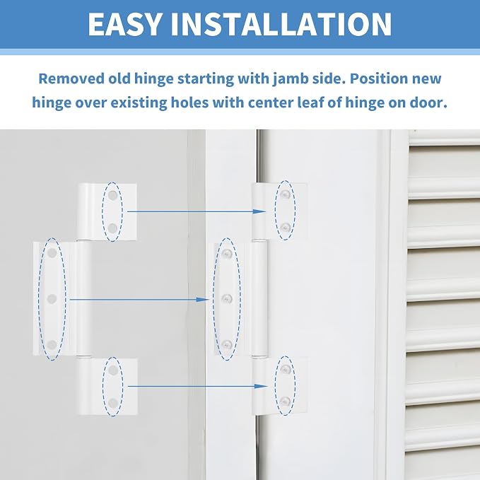 3Pack Storm Door Hinge Replacement, 1/8 inch Grooved Center | Screen Door Hinge - Image 4