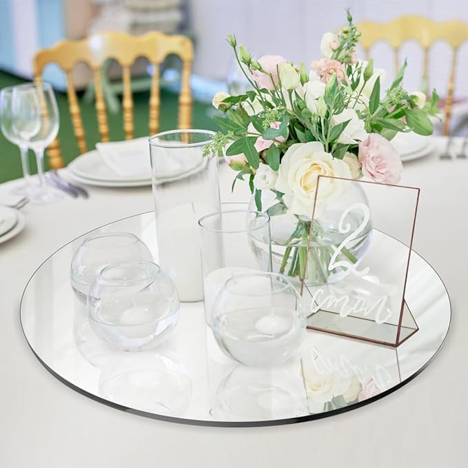 Seelenruhe 10" Round Mirrors for Centerpieces for Tables, Round Mirrors Trays - Image 4