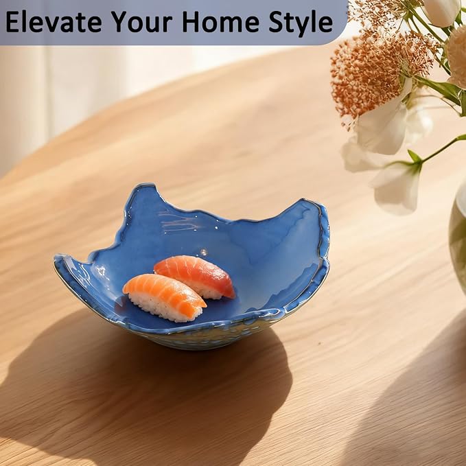 8" Small Ceramic Decorative Bowl，Irregular Rim Reactive Glaze Key Bowls - Image 3