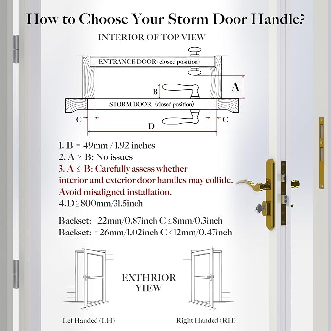 House Guard Brass Storm and Screen Door Handle Set - Image 6