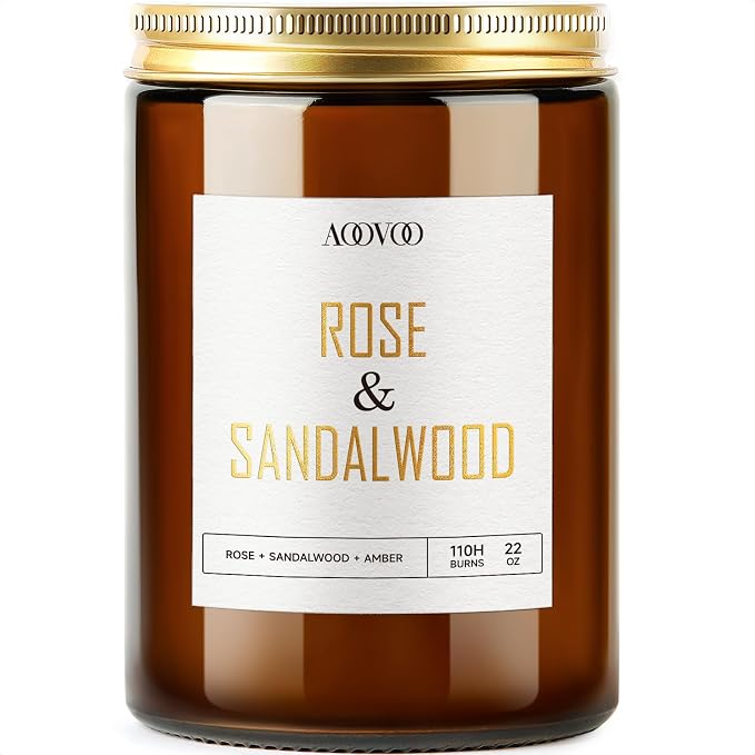 AOOVOO Rose Sandalwood Candles - 22 oz Scented Candles by AOOVOO