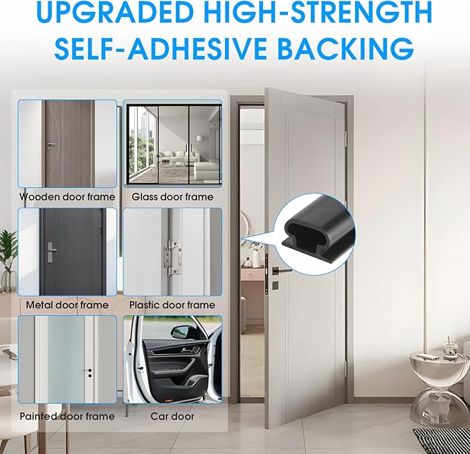 Weather Stripping Door Seal Strip, D-Shaped Self-Adhesive, Soundproof Blocks - Image 5