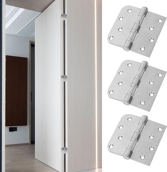 3 Pack Ball Bearing Door Hinges, 4 Inch x 4 Inch Heavy Duty Stainless Steel - Image 6