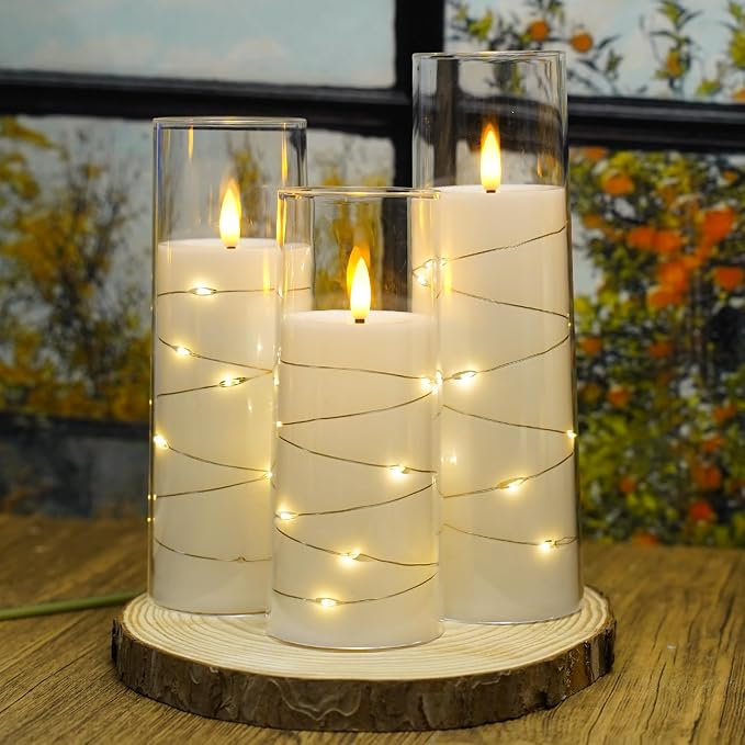 Nimiko Flickering Flameless LED Candles, Acrylic LED Pillar Candles - Image 3
