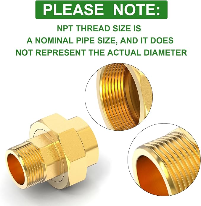 2PCS Brass Union，1" NPT Male x 1" NPT Female Brass Pipe Fitting - Image 3