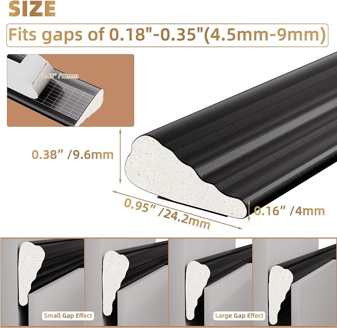 Kneelisa 196” Wedge-Shape Foam Window Weather Stripping Door Seal | - Image 2