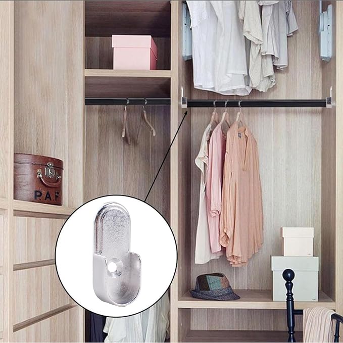 INCREWAY Oval Closet Rod Supports，6PCS Wardrobe Bracket Zinc Alloy Closet Rod - Image 5