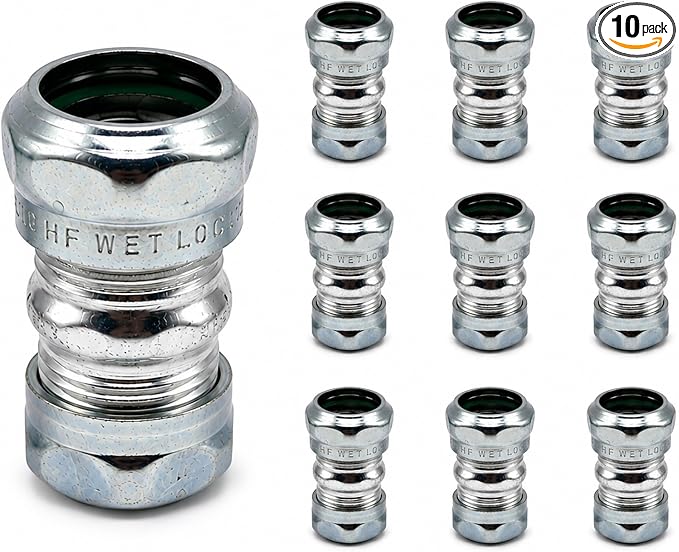 1/2 Inch EMT Compression Coupling Raintight Electrical Conduit Connector Zinc by Unknown