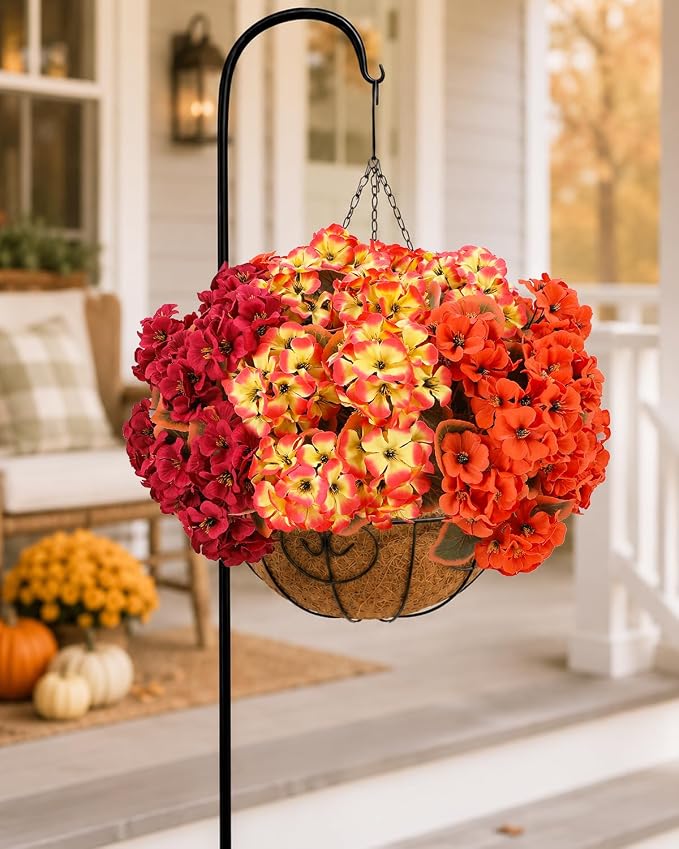 Artificial Fall Flowers for Outdoors, 6 Bundles Faux Geraniums | UV-Resistant - Image 6