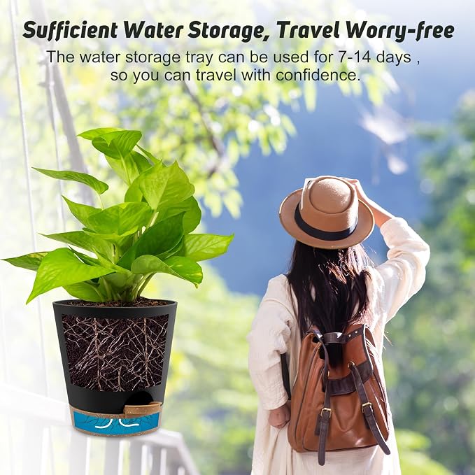 YNNICO 8-Inch Plant Pots, Self-Watering Planters - Image 6
