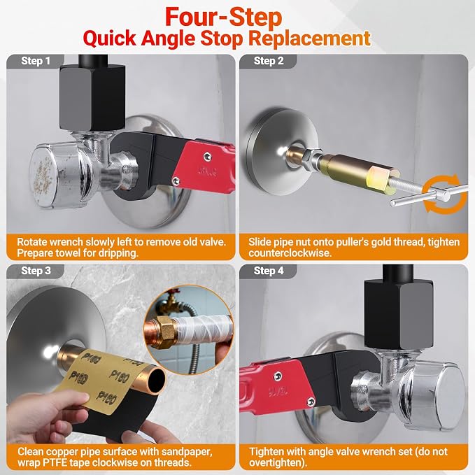 Preciva 9PCS Angle Stop Wrench Kit, 2-in-1 Faucet Wrench - Image 7